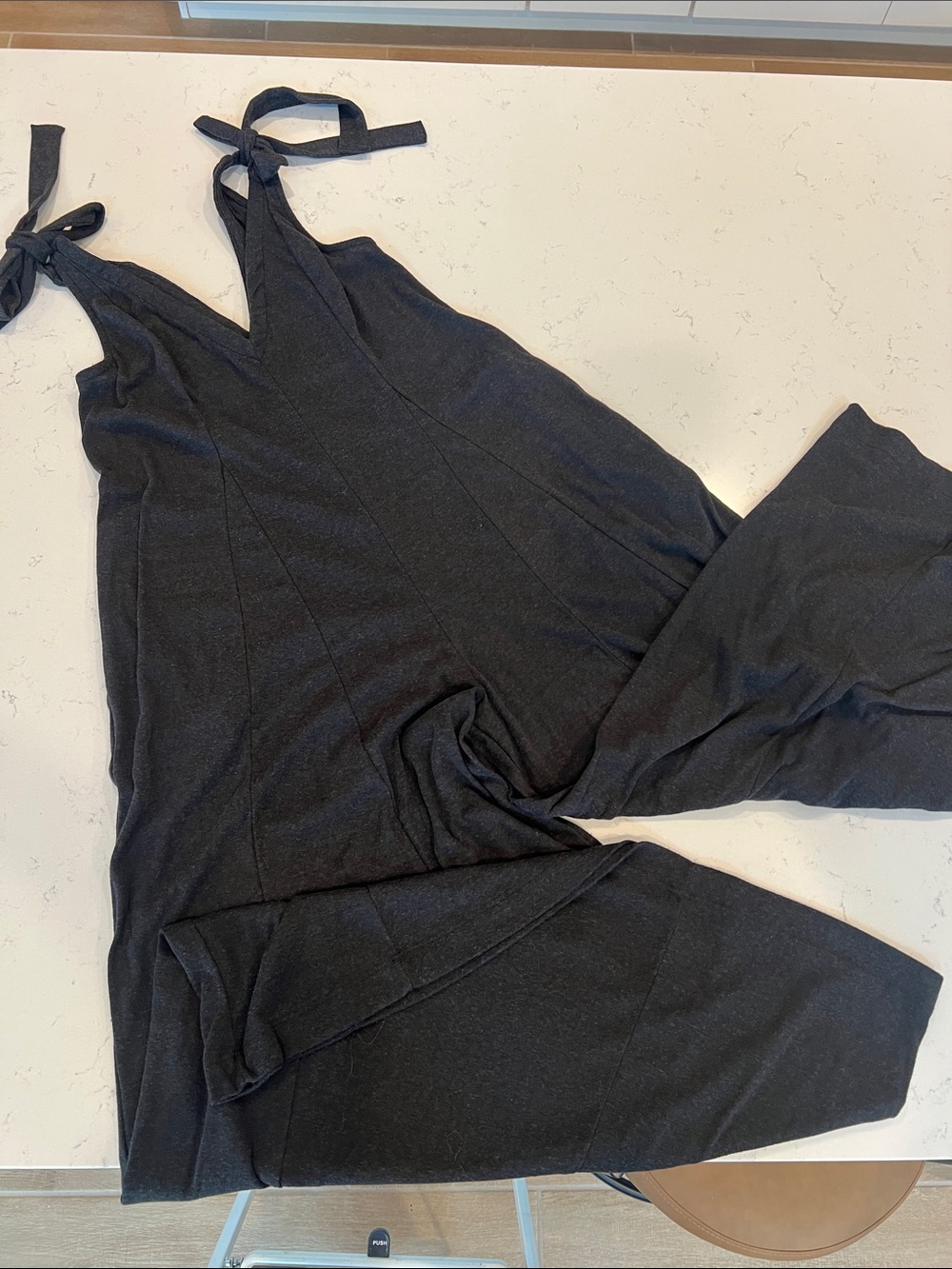 Free People Black Tie-Shoulder Wide-Leg Jumpsuit